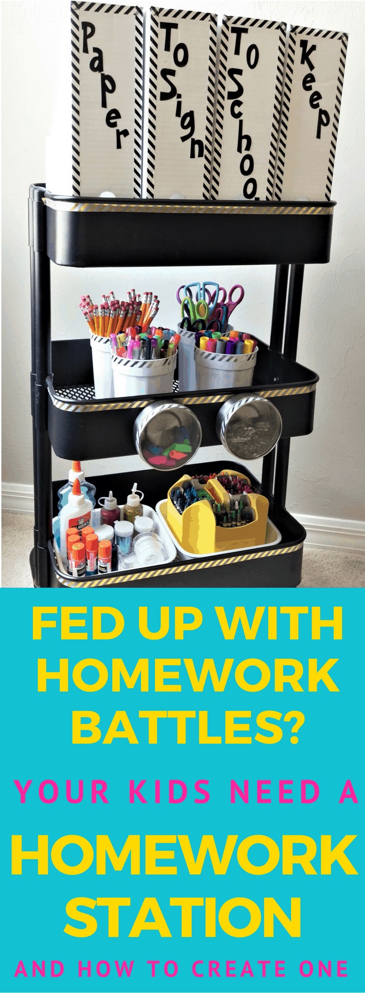 How to Create a Homework Station | Fed up with homework battles? Try making a DIY homework station for your kids to make homework easier. No more homework fights!