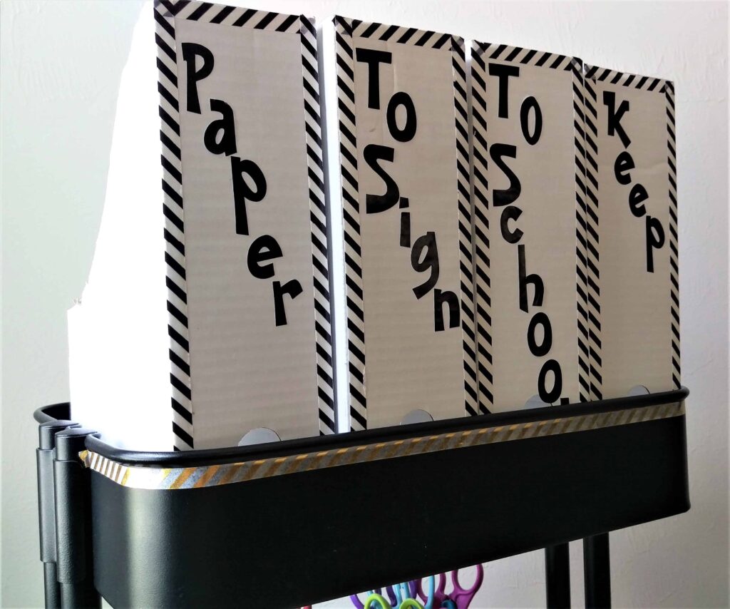 Homework Station | How to put together this sanity-saving homework station. Make going back to school easier and more organized with this homework station so you have all your supplies in one place!
