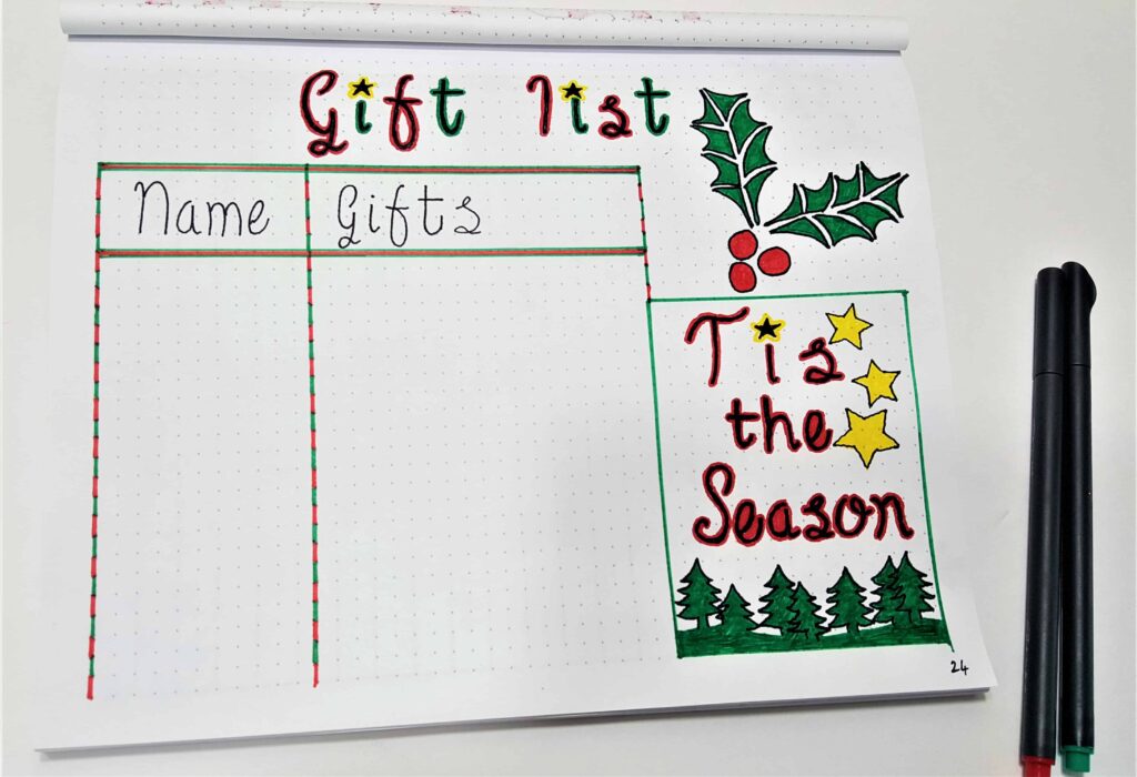 Christmas Bullet Journal | Getting ready for December and the Holiday Season with these useful Christmas BuJo spreads! Keep organized and stay sane this holiday season with Bullet Journals!