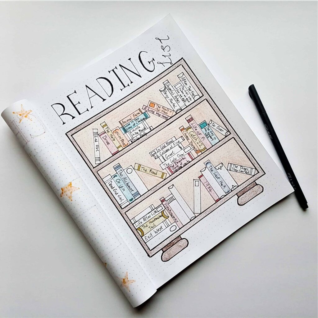 Reading Tracker | Bullet Journal | A selection of great bullet journal tracker ideas for keeping up with the books, movies and TV shows you want to read and see! Track all your entertainment options with these spreads.