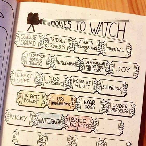 Reading Tracker | Bullet Journal | A selection of great bullet journal tracker ideas for keeping up with the books, movies and TV shows you want to read and see! Track all your entertainment options with these spreads.