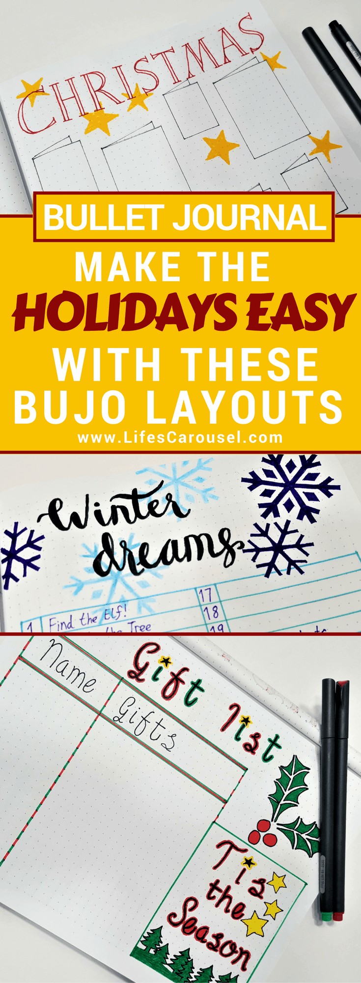 Christmas Bullet Journal | Getting ready for December and the Holiday Season with these useful Christmas BuJo spreads! Keep organized and stay sane this holiday season with Bullet Journals!
