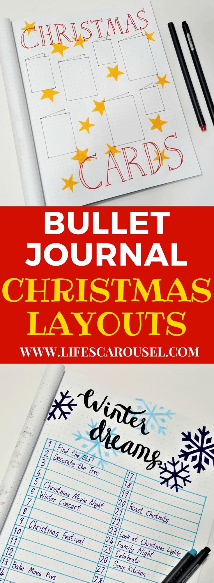Christmas Bullet Journal | Getting ready for December and the Holiday Season with these useful Christmas BuJo spreads! Keep organized and stay sane this holiday season with Bullet Journals!