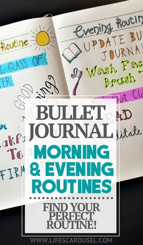 Morning & Evening Bullet Journal Routines | Using your bullet journal layout to create the perfect morning and evening routines. Track your success in your bujo with routine tracker pages. Reset Your Life!