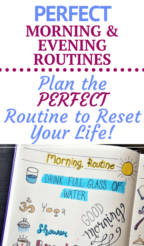 Morning & Evening Bullet Journal Routines | Using your bullet journal layout to create the perfect morning and evening routines. Track your success in your bujo with routine tracker pages. Reset Your Life!