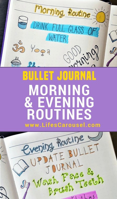 Morning & Evening Bullet Journal Routines | Using your bullet journal layout to create the perfect morning and evening routines. Track your success in your bujo with routine tracker pages. Reset Your Life! Perfect way to start a bullet journal!