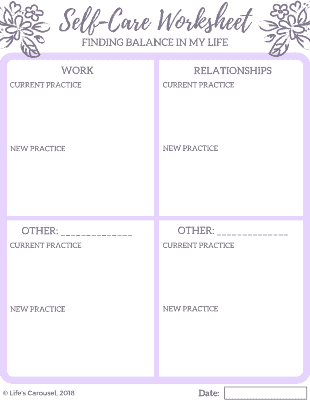 Self-Care Worksheet Pg 2