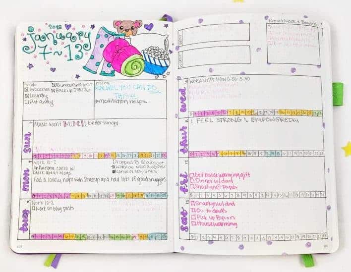 Bullet Journal Ideas | Planning Mindfully's Weekly Spread