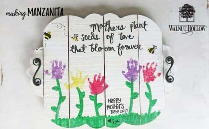 Mother’s Day Serving Tray with Kid’s Handprints