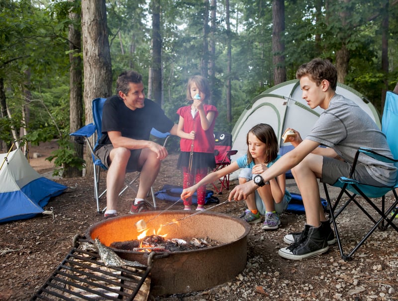 family camping together